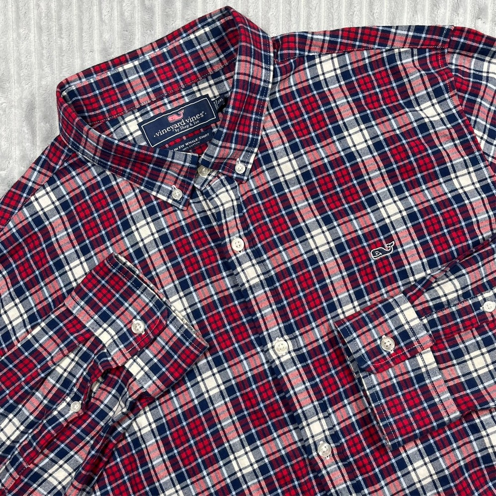 Vineyard Vines Slim Fit Whale Shirt Men's  2XL Plaid Preppy Business‎ Academia